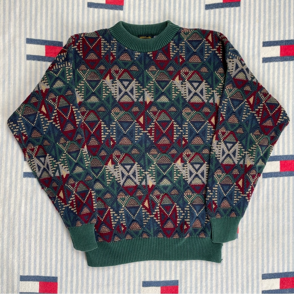 Vintage Geometric Design 3D Style crewneck sweater
